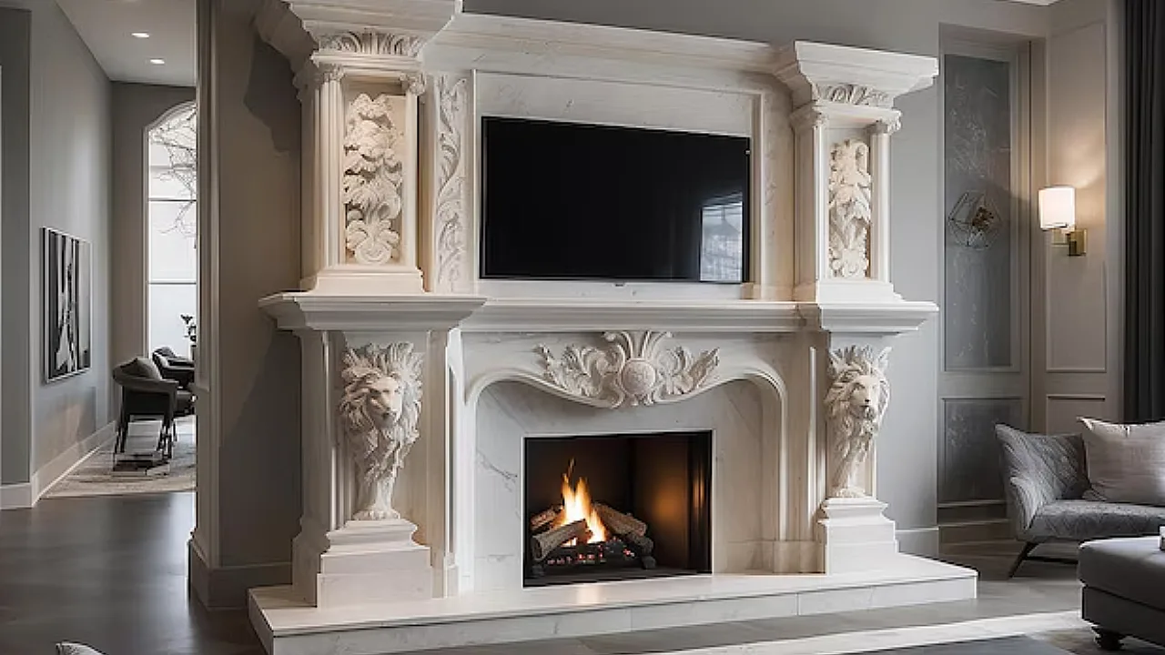 Napoleon Marble Fireplace Mantel – Timeless Luxury in Crema Marfil Marble