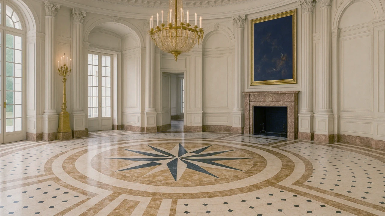 The Timeless Centerpiece: The Art of the Marble Compass Rose Medallion