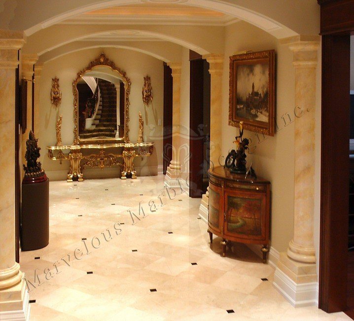 Custom Design Marble Pilaster in Luxury Hall Way