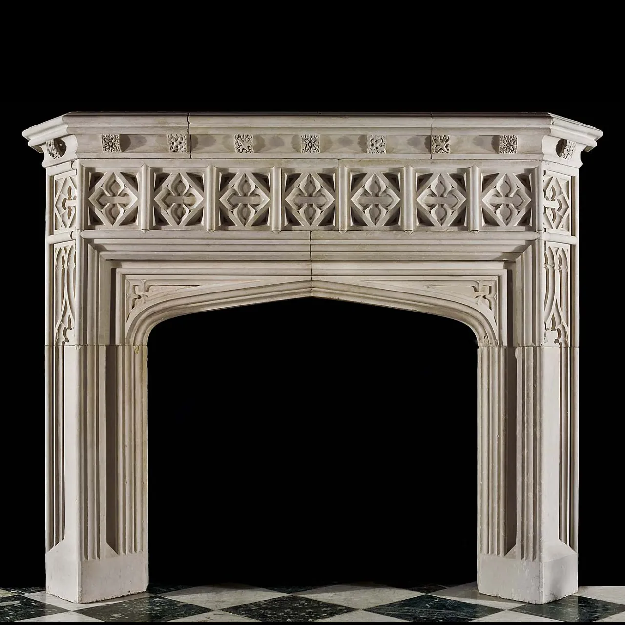 Antique 307 Gothic limestone Fireplace Mantels