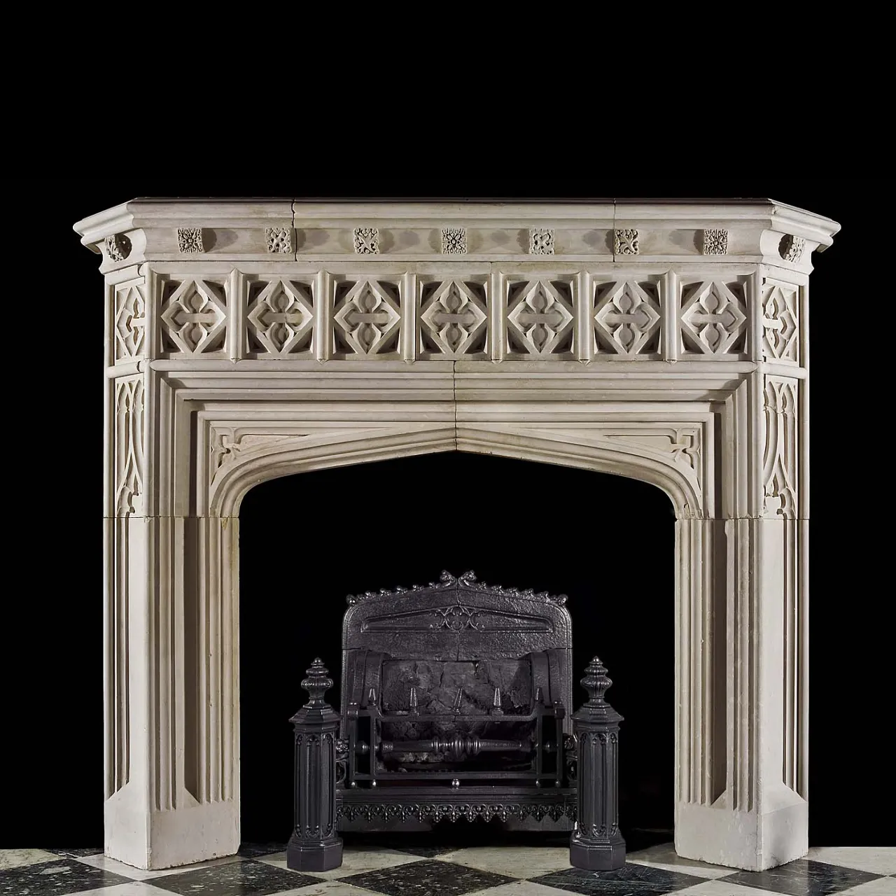 Antique 307 Gothic limestone Fireplace Mantels