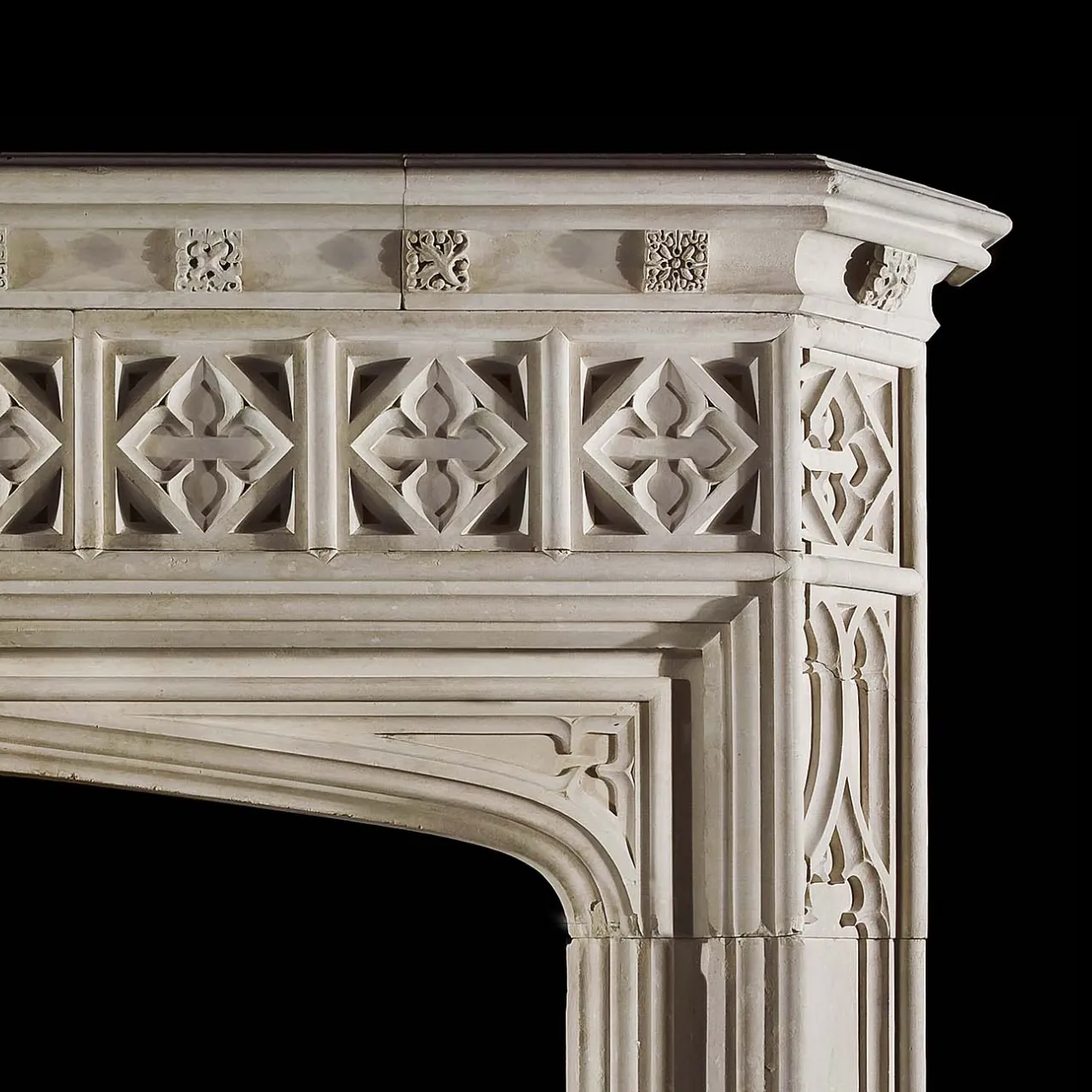 Antique 307 Gothic limestone Fireplace Mantels