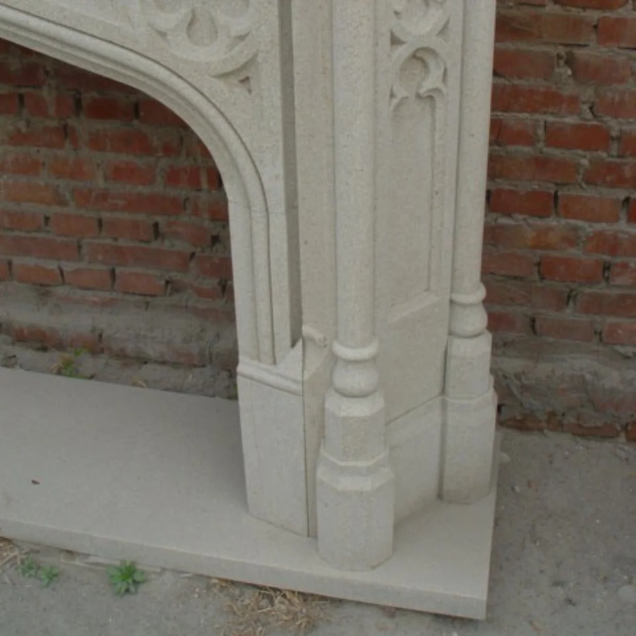 Antique 313 Custom Carved Travertine Fireplace mantel