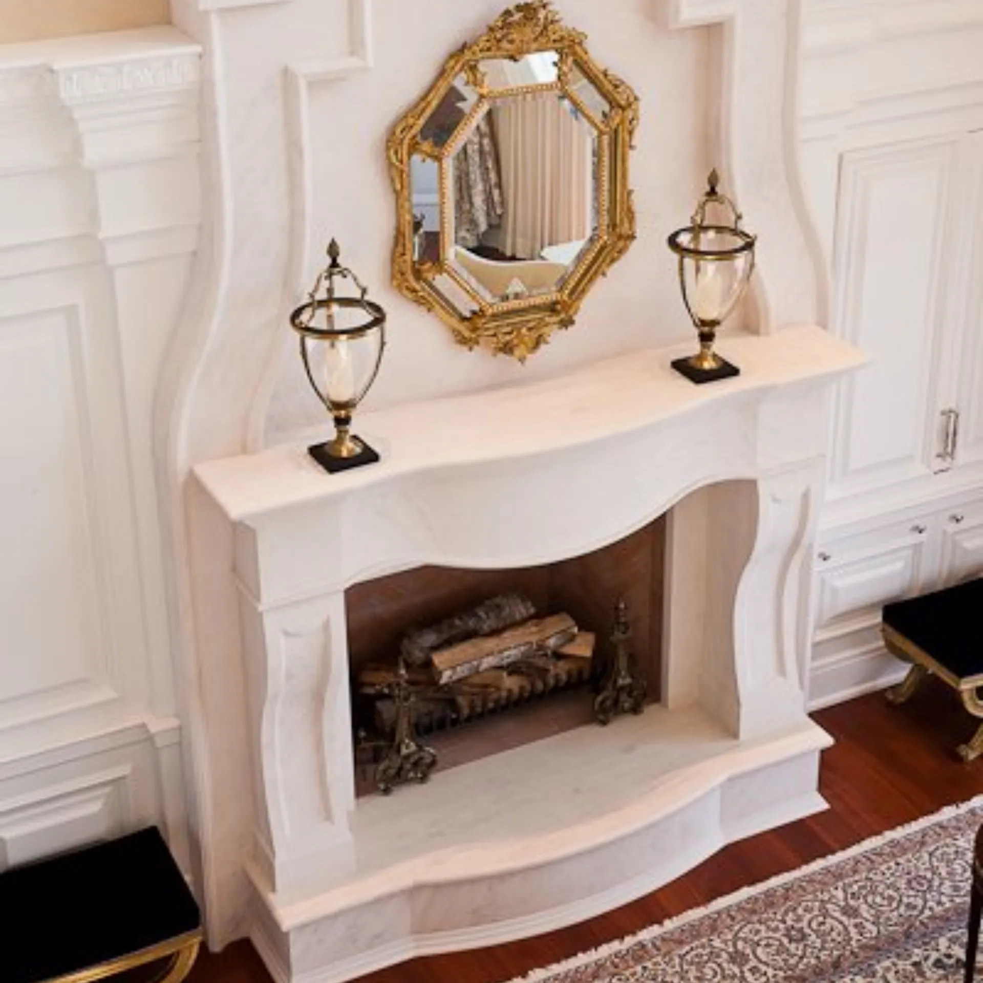 Custom Limestone mantel in Portuguese Limestone