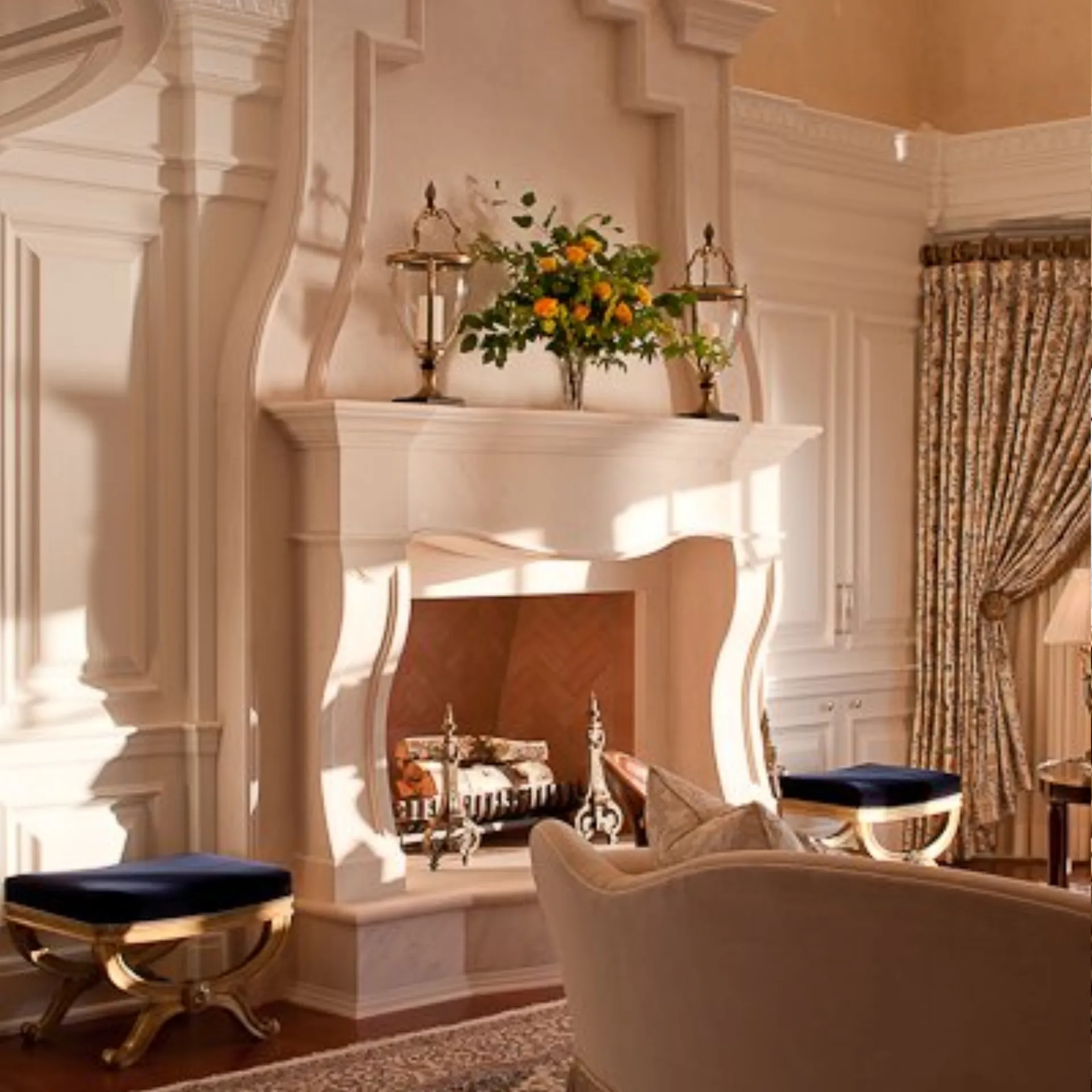 Custom Limestone mantel in Portuguese Limestone