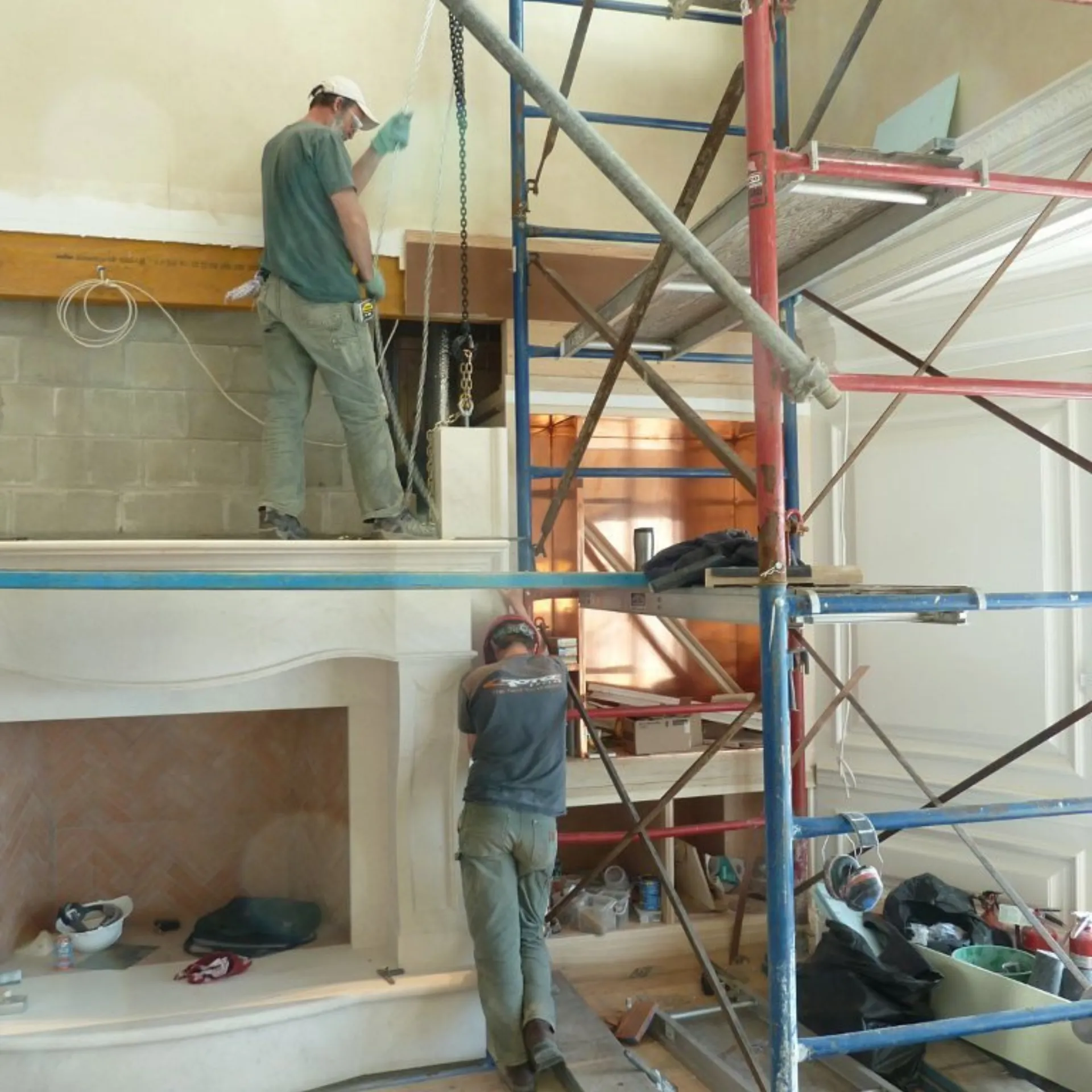 Custom Limestone mantel in Portuguese Limestone