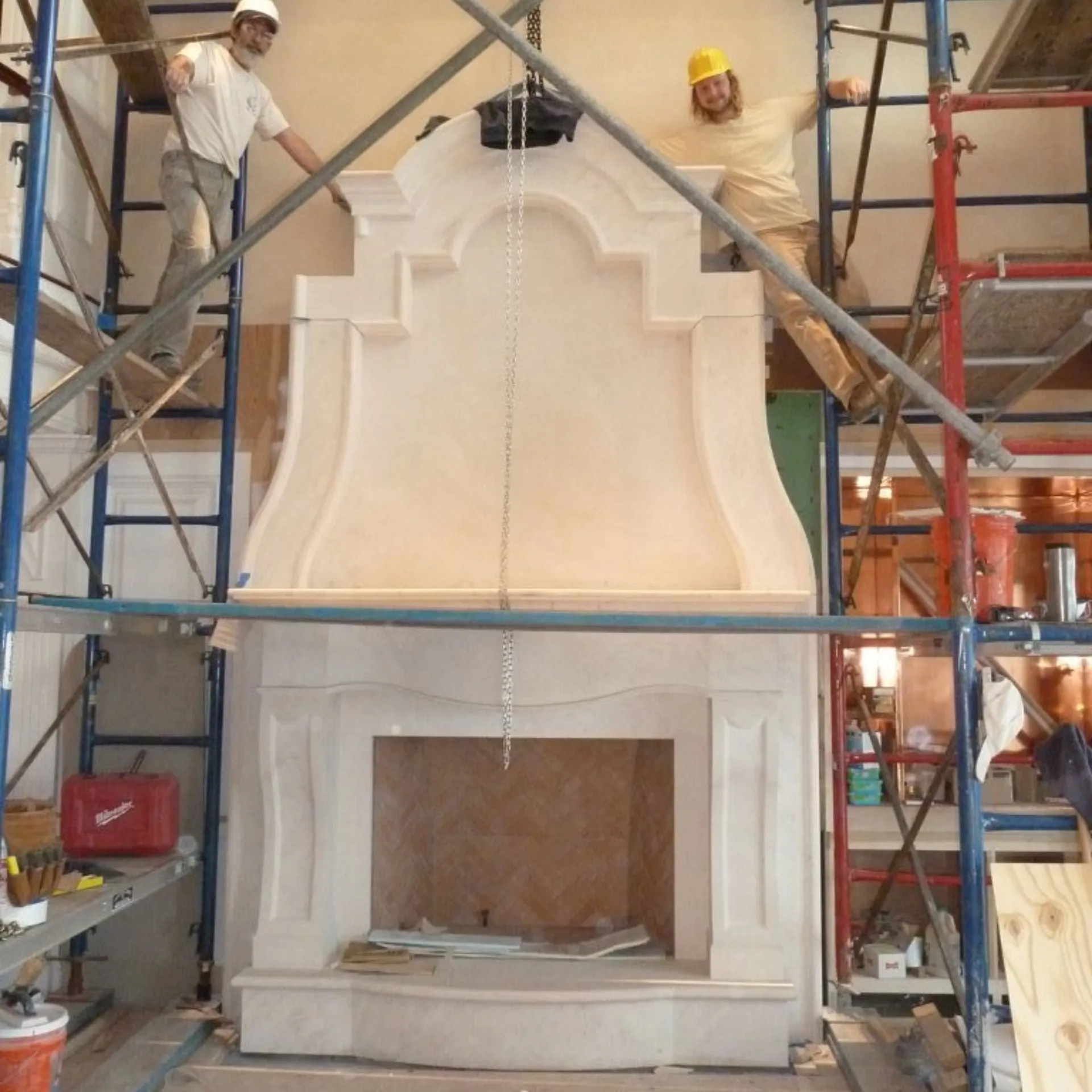 Custom Limestone mantel in Portuguese Limestone