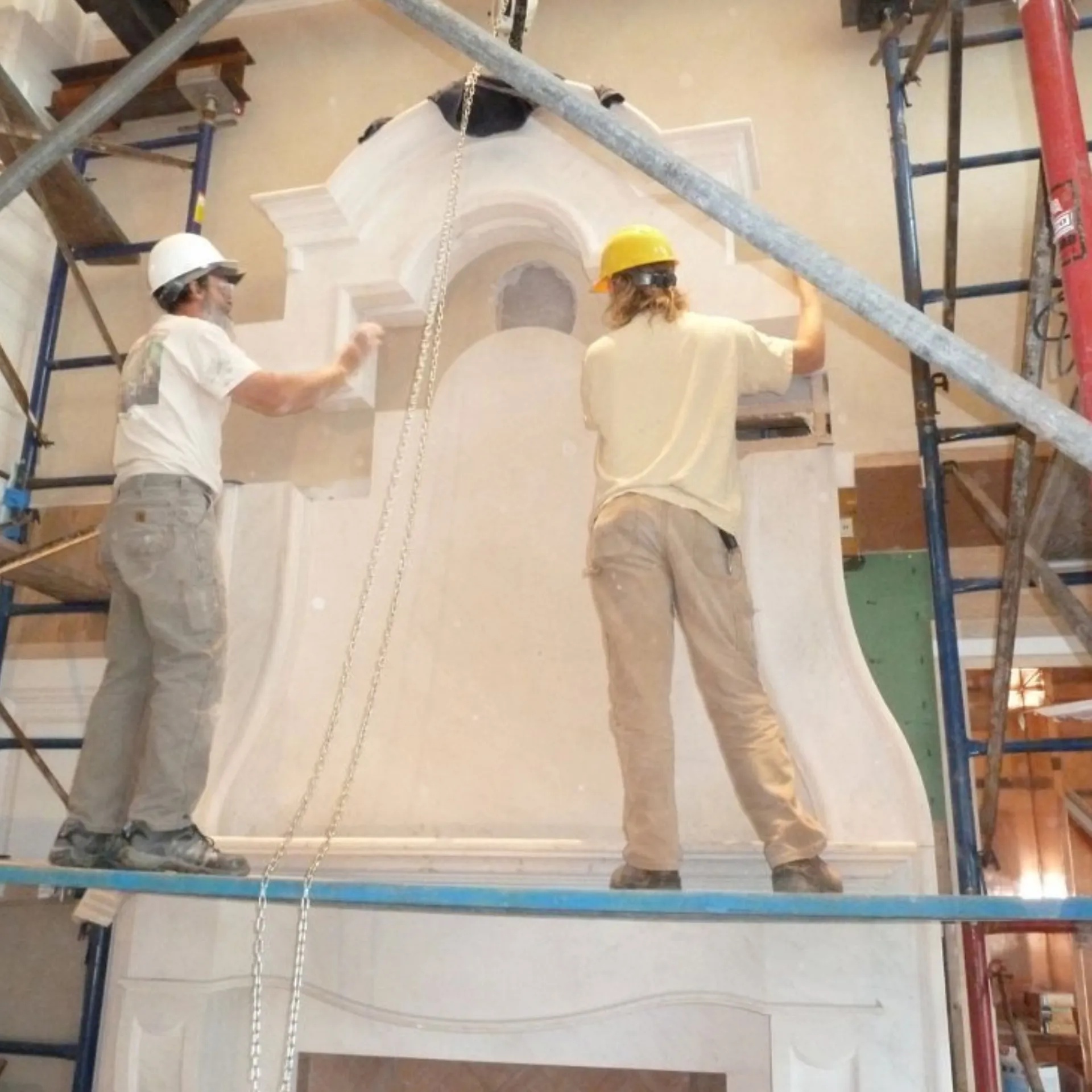 Custom Limestone mantel in Portuguese Limestone