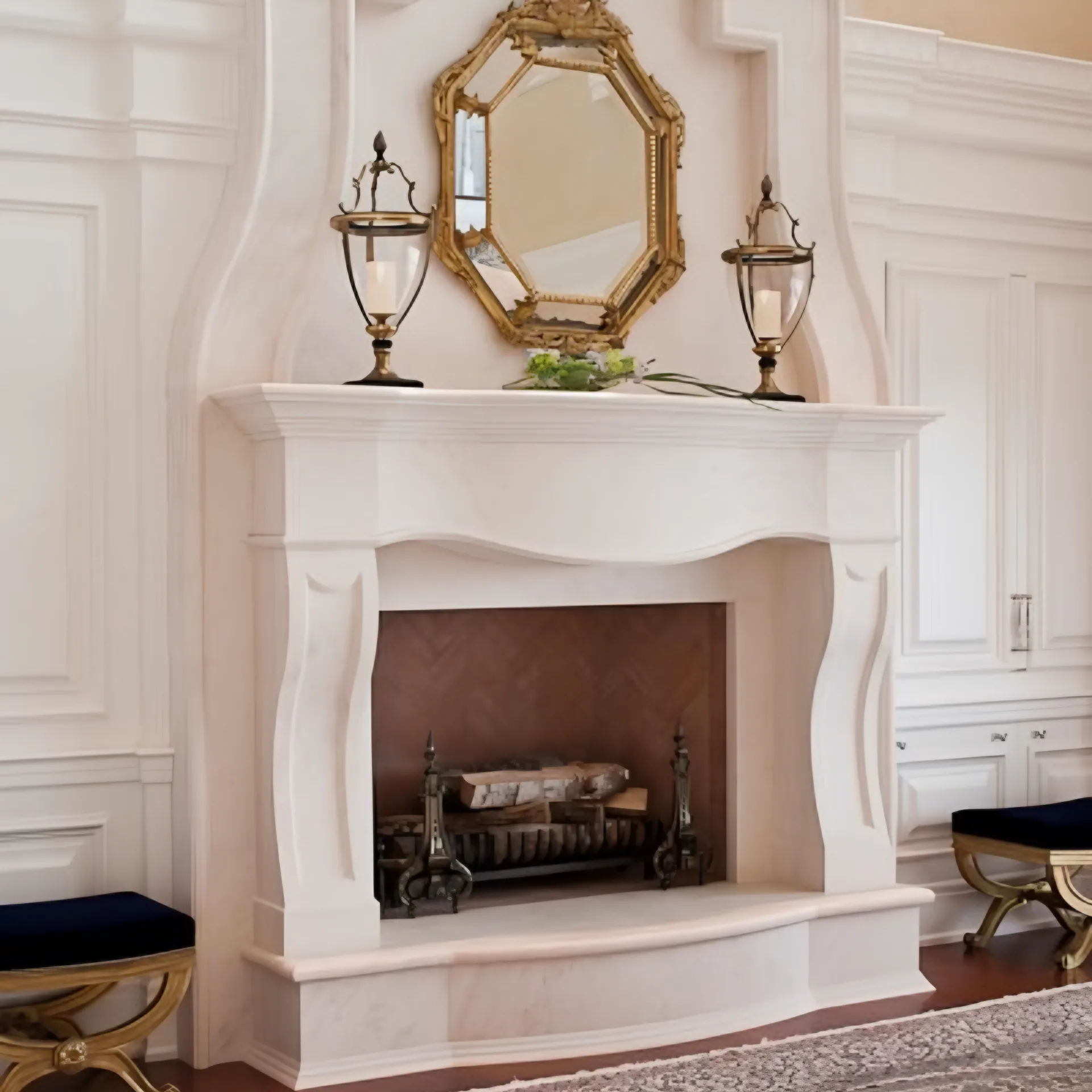 Custom Limestone mantel in Portuguese Limestone
