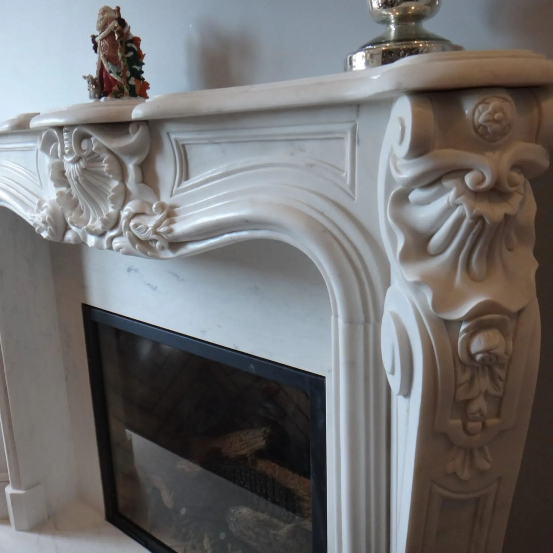 French 402 Luana White Marble Mantel