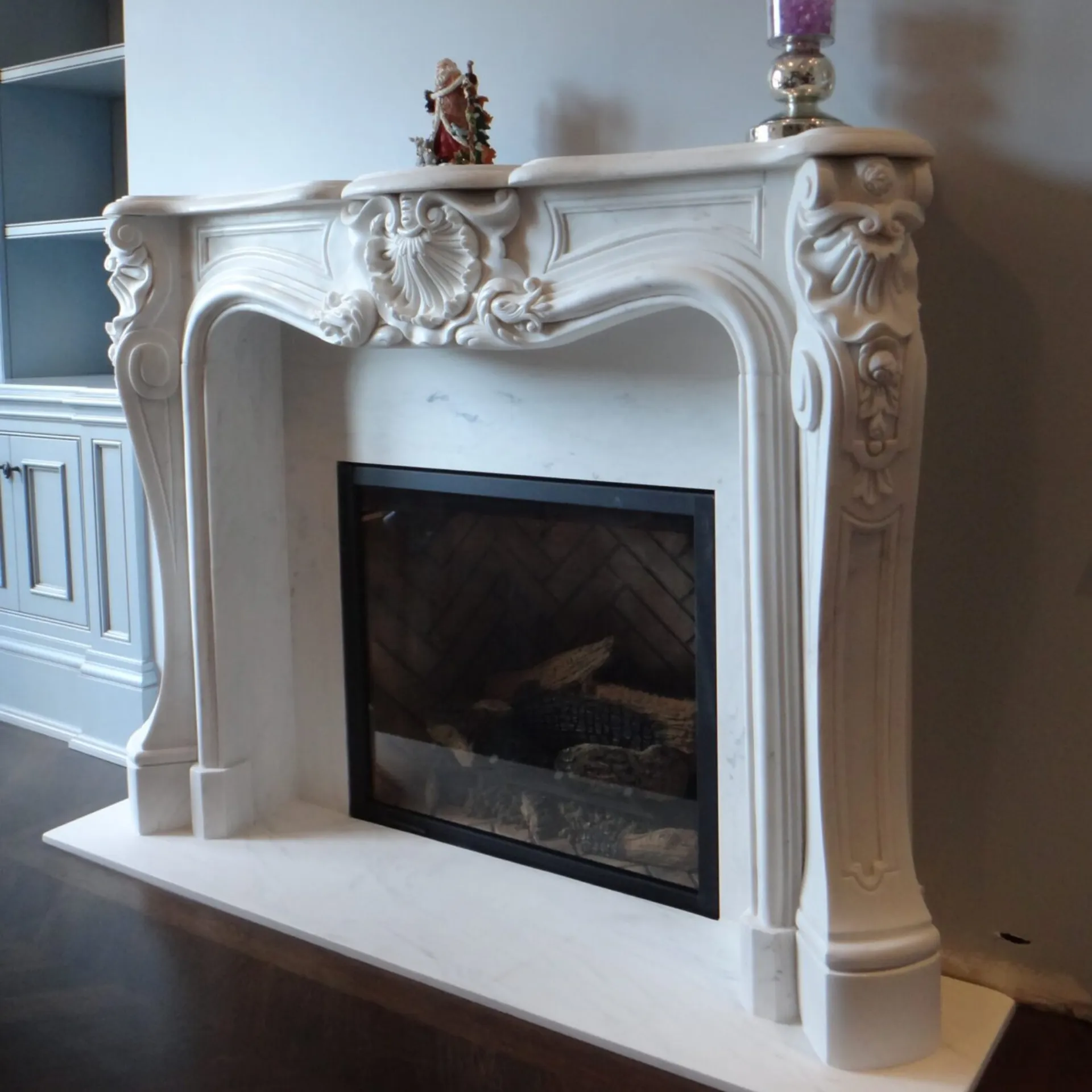 French 402 Luana White Marble Mantel