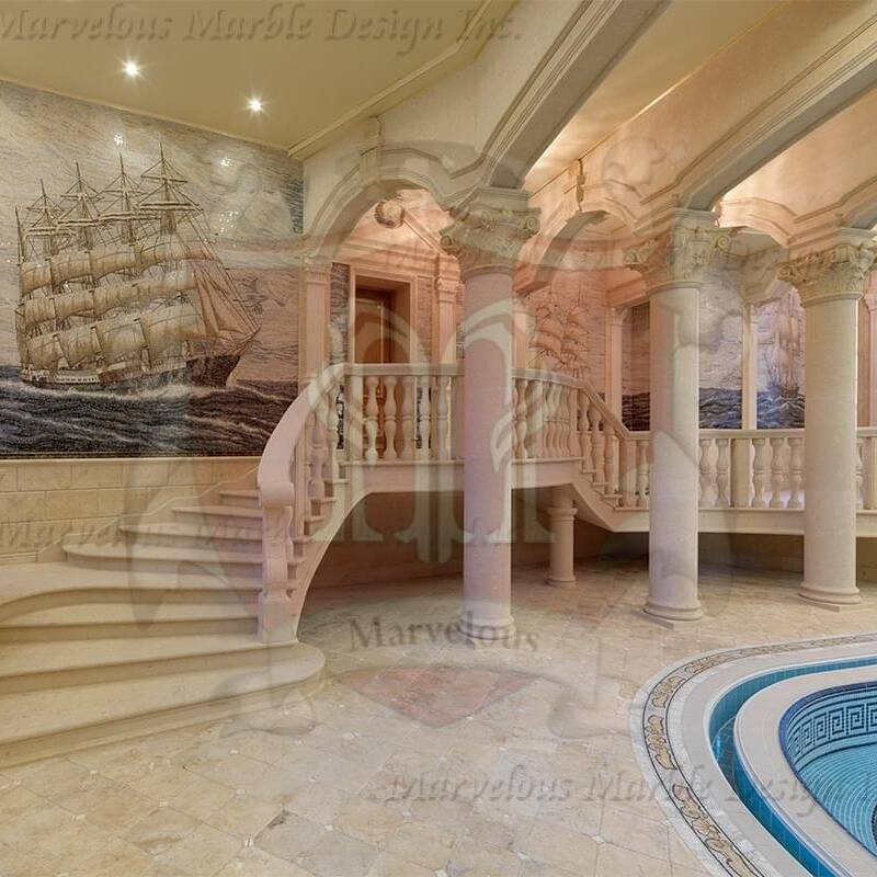 Italian Marble Columns with Corinthian Capital