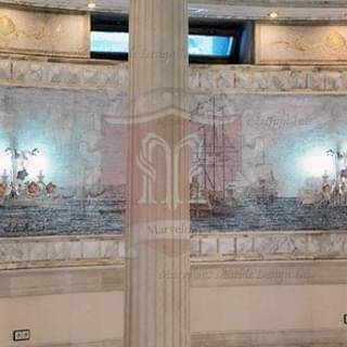 Italian Limestone Columns with Ionic Capital