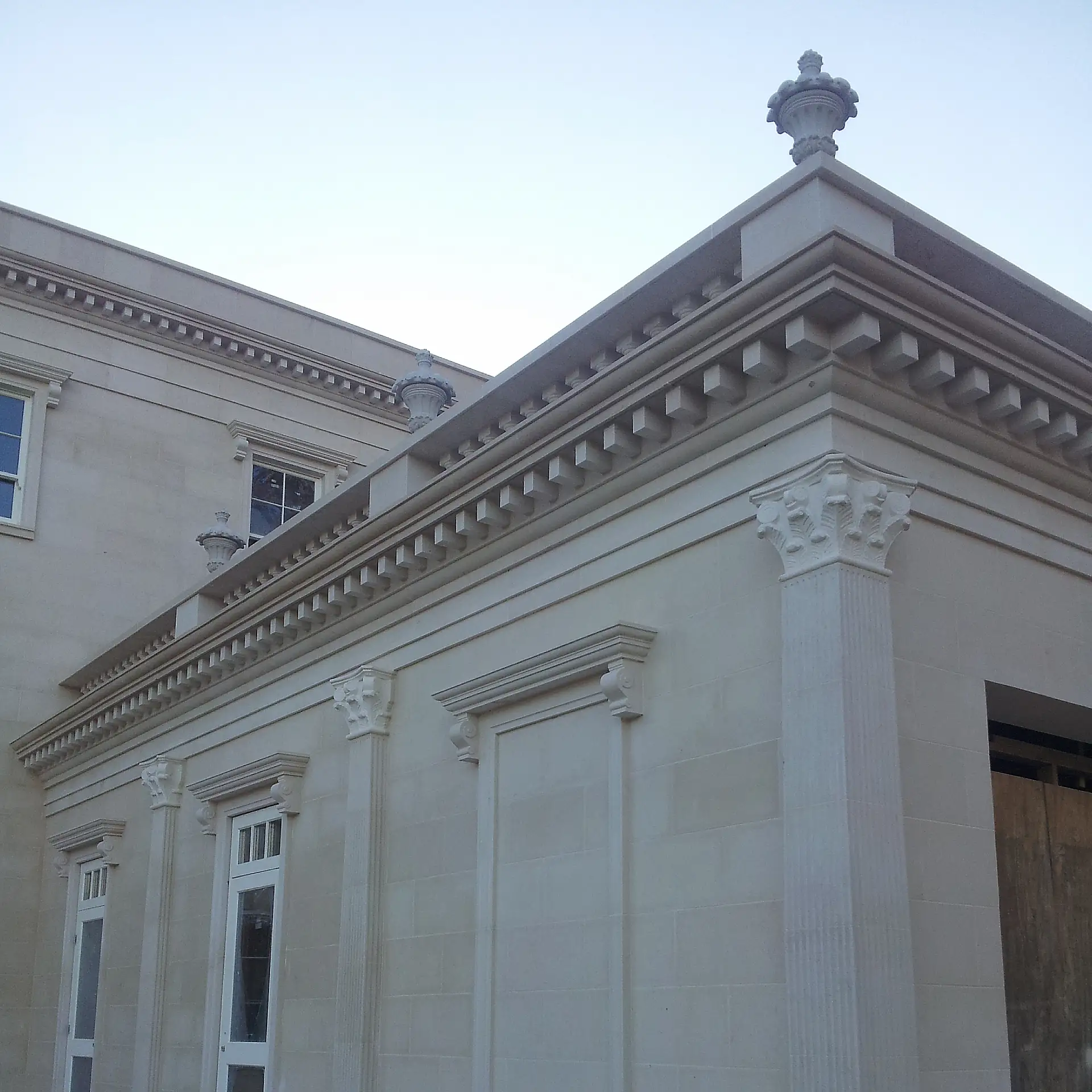 Limestone 466 - White Limestone Building Facade And Columns