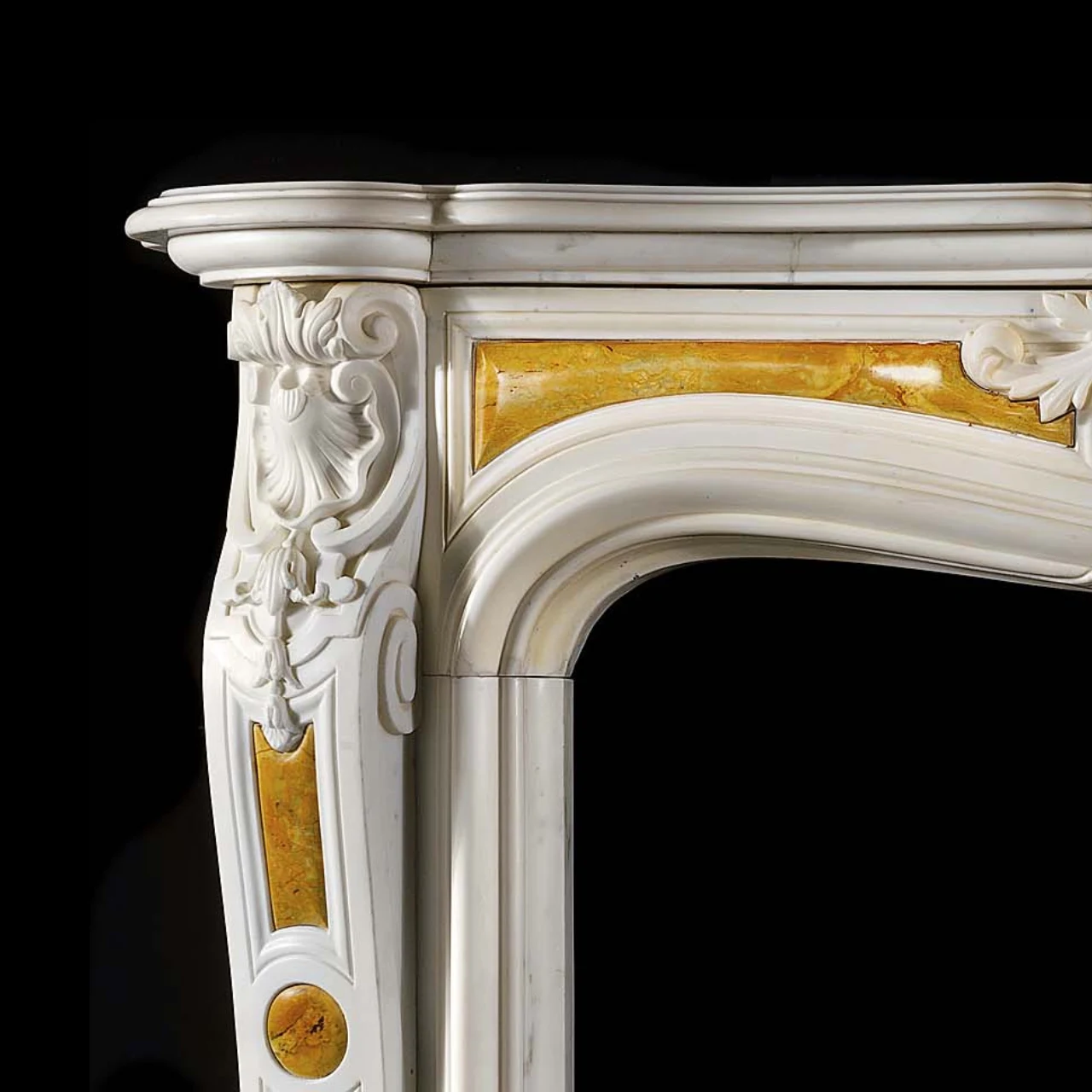 Italian White Marble and Yellow Marble Giallo Siena