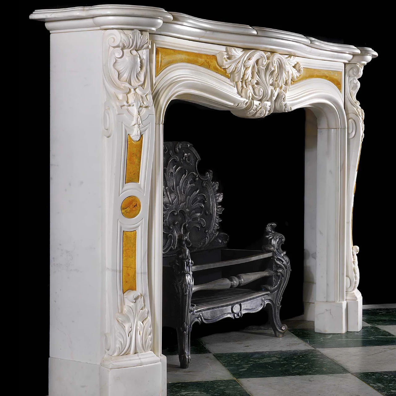 Italian White Marble and Yellow Marble Giallo Siena