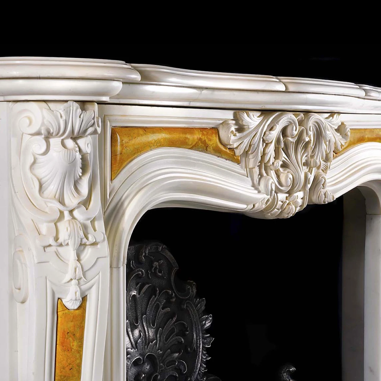 Italian White Marble and Yellow Marble Giallo Siena