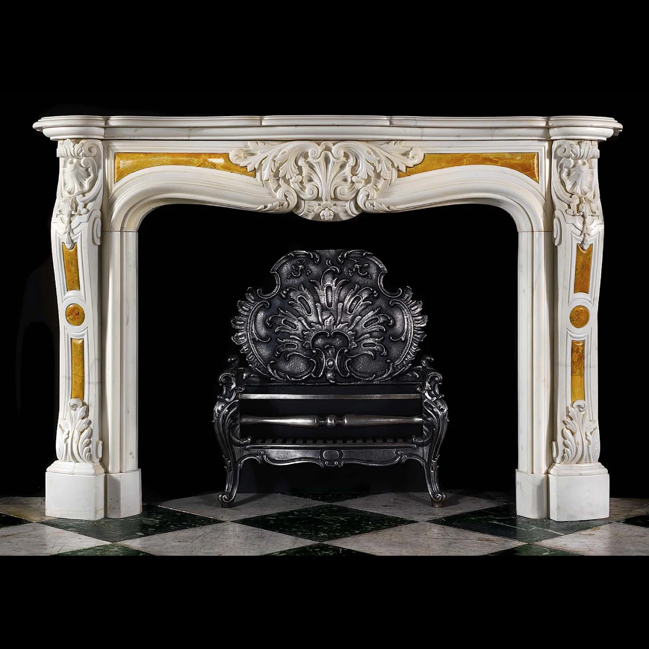 Italian White Marble and Yellow Marble Giallo Siena