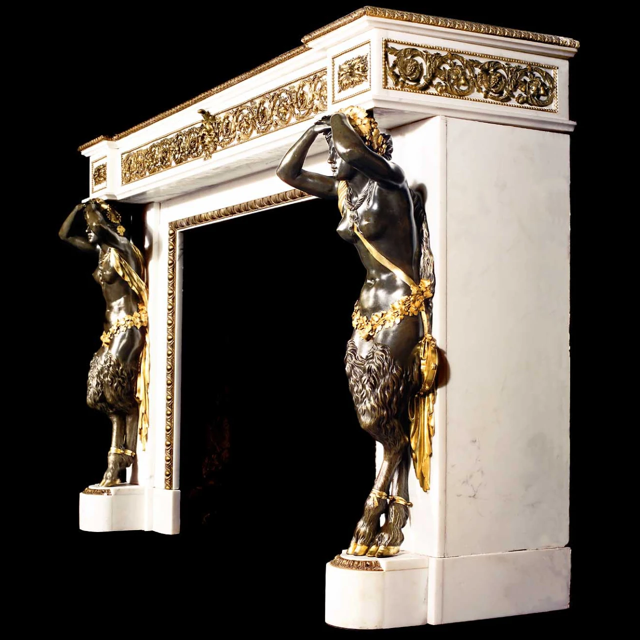 Italian White Marble with Bronze Statue