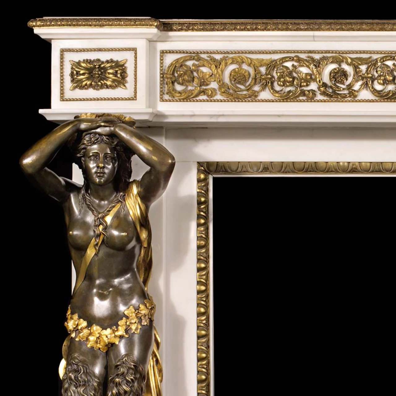 Italian White Marble with Bronze Statue