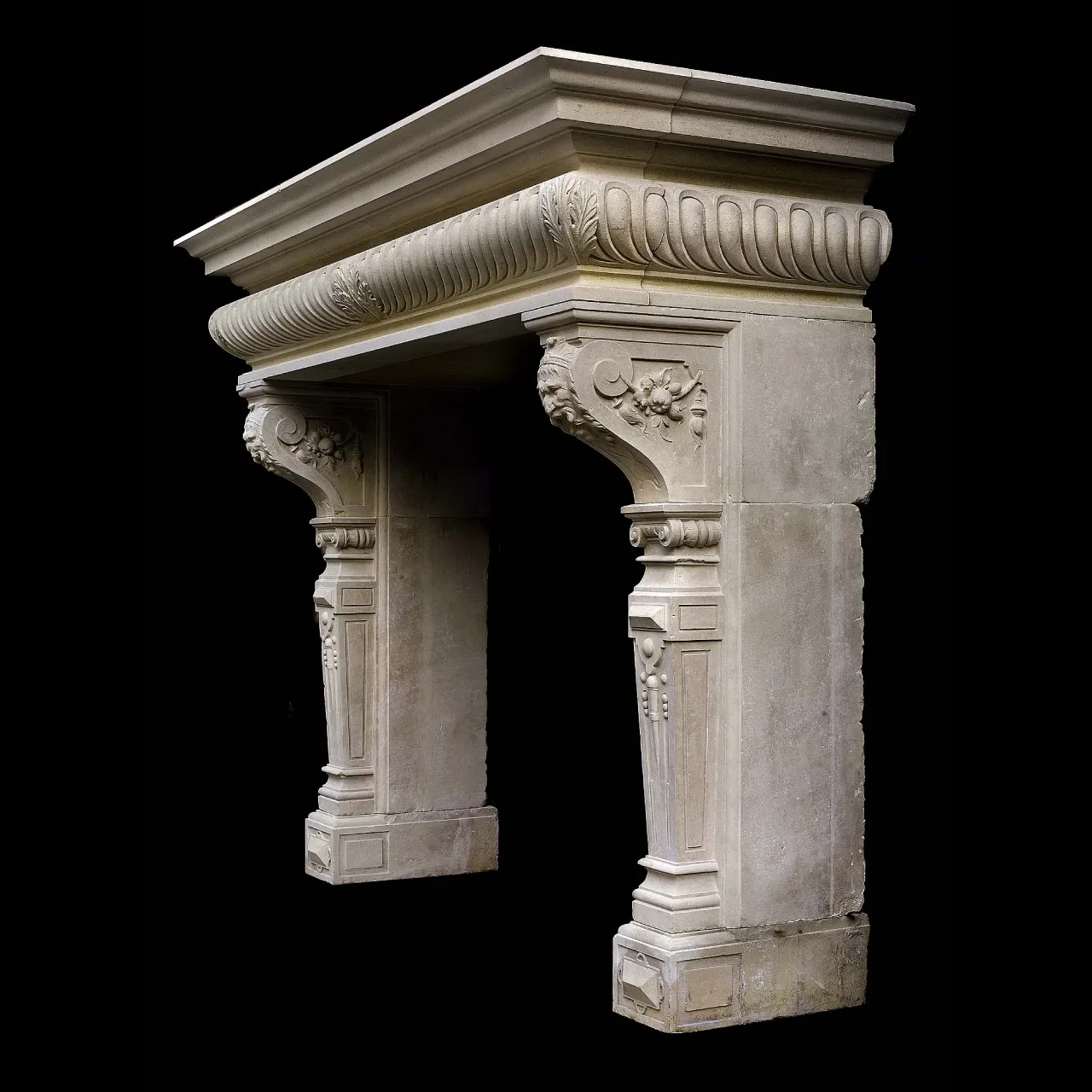 European Limestone Fireplace Mantels