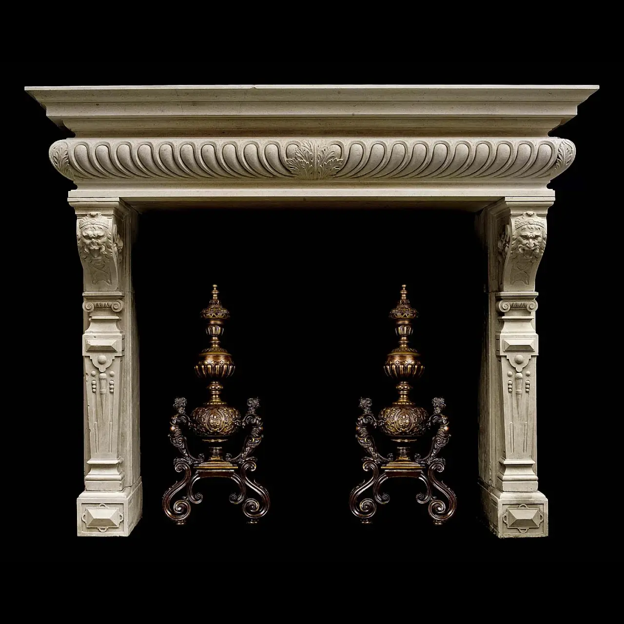 European Limestone Fireplace Mantels