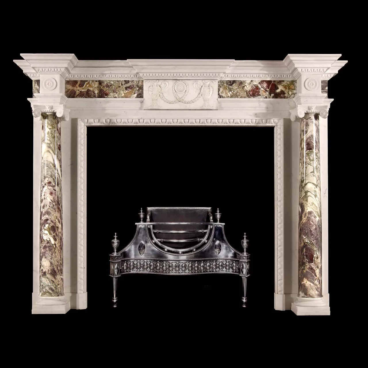 Bianco Carrara and Breccia Capraia Columns