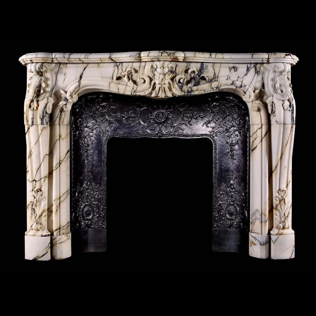 French Style Fireplace Mantel in Calacatta Paonazzo Marble