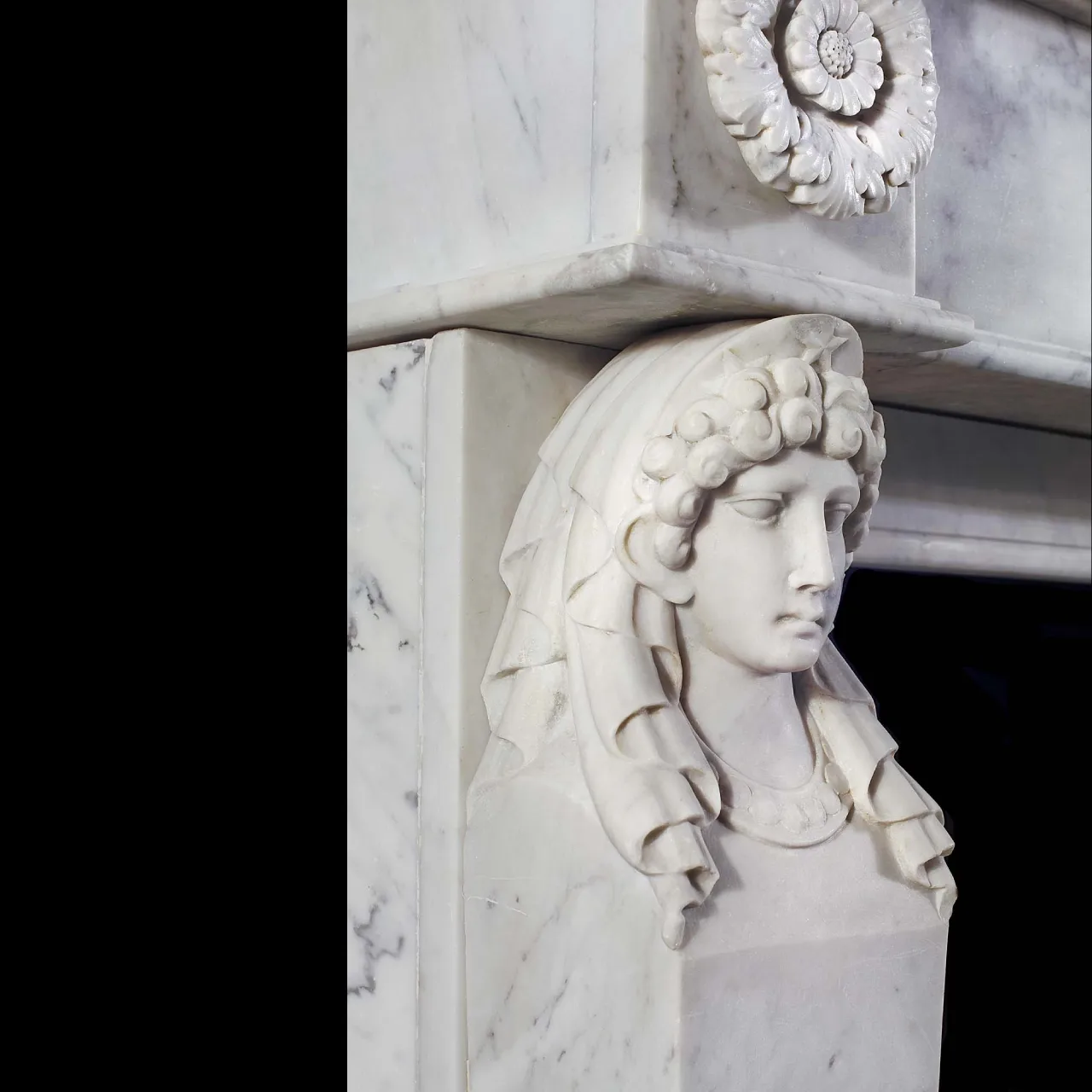 Antique Bianco Carrara Fireplace Mantel