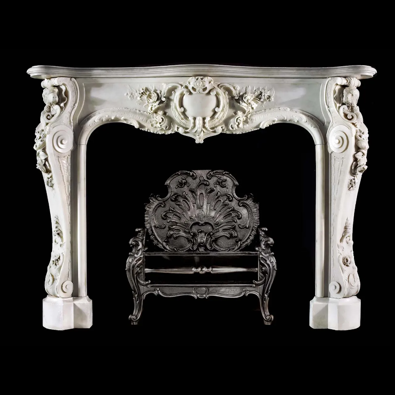 French Mantel Design in Bianco Carrara C Marble