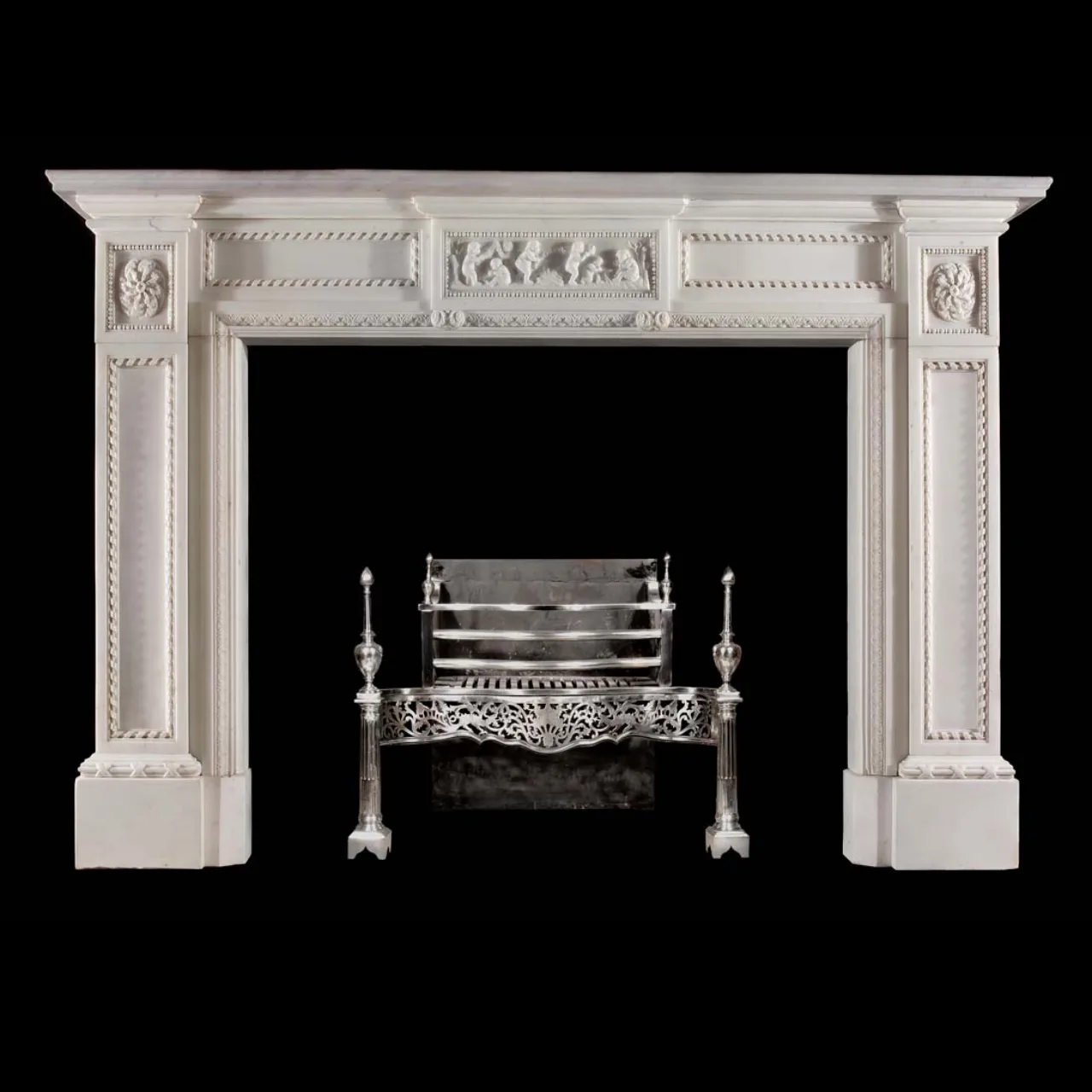 Antique Mantel Design in Bianco Thassos Marble