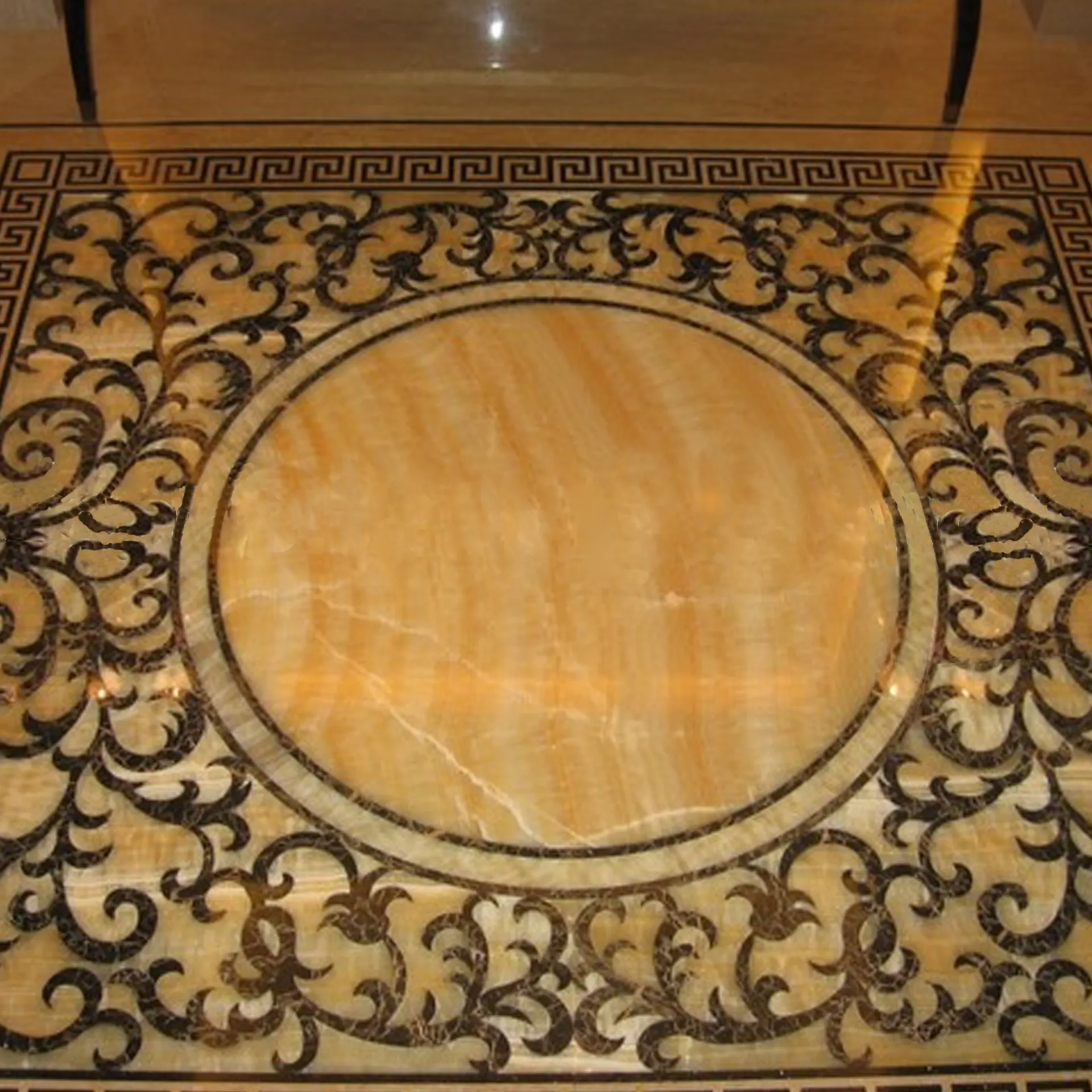 Luxury Square Medallion with Honey Onyx Marble