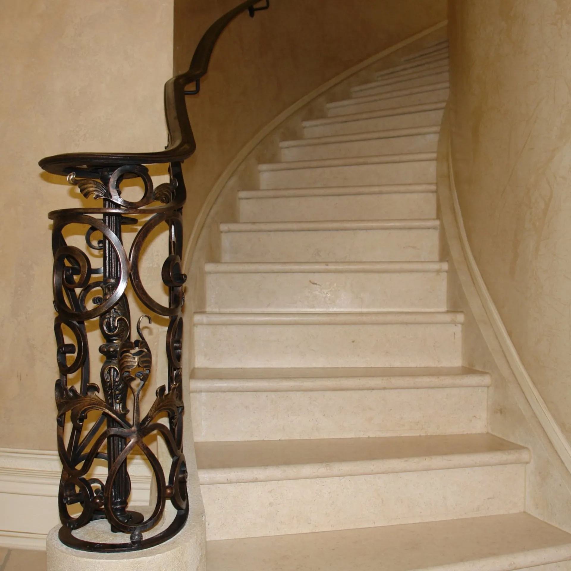 Cream Marfil Marble Stairs with Skirts