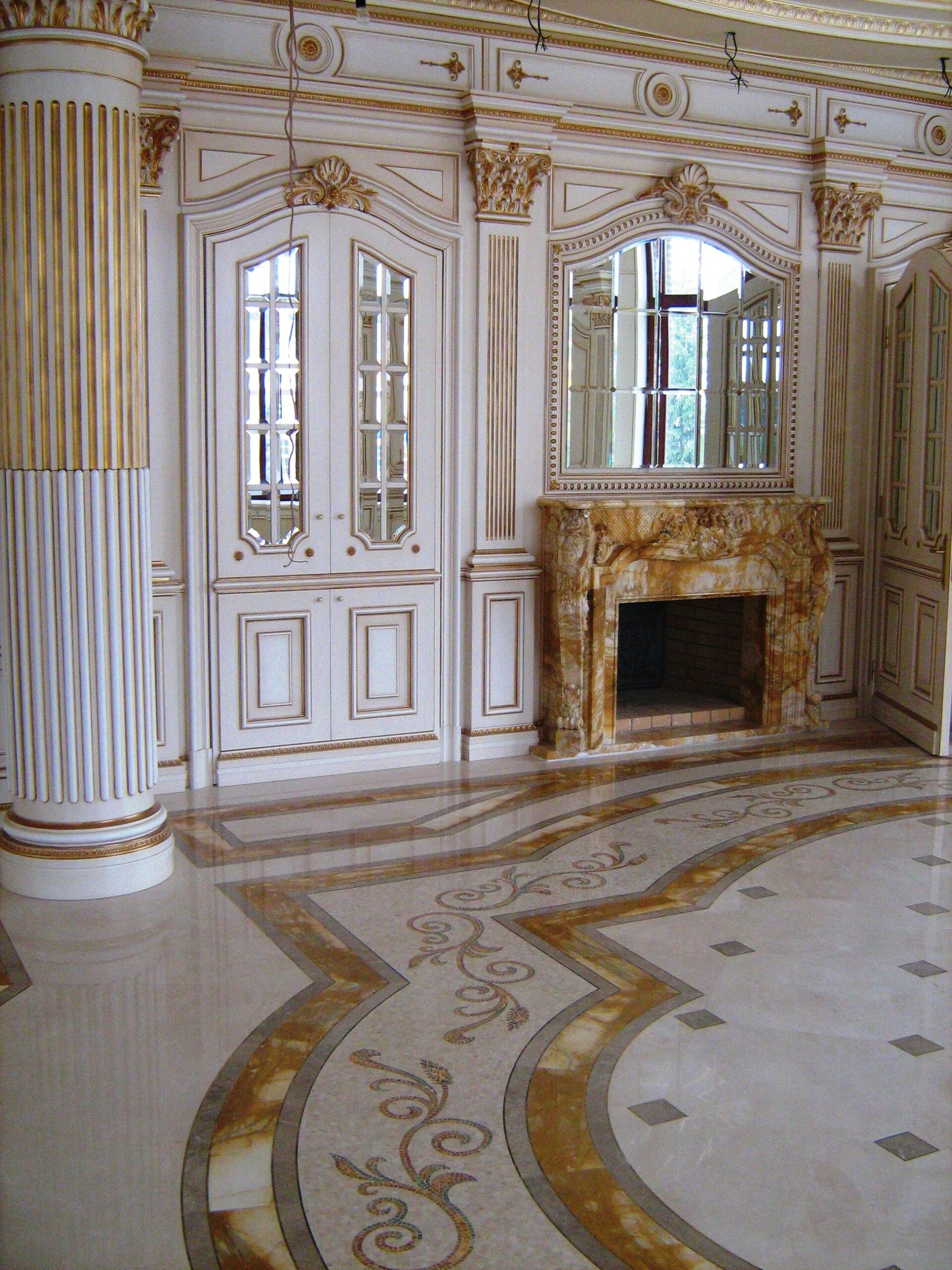 Luxury Floor with Gold Mosaic Border