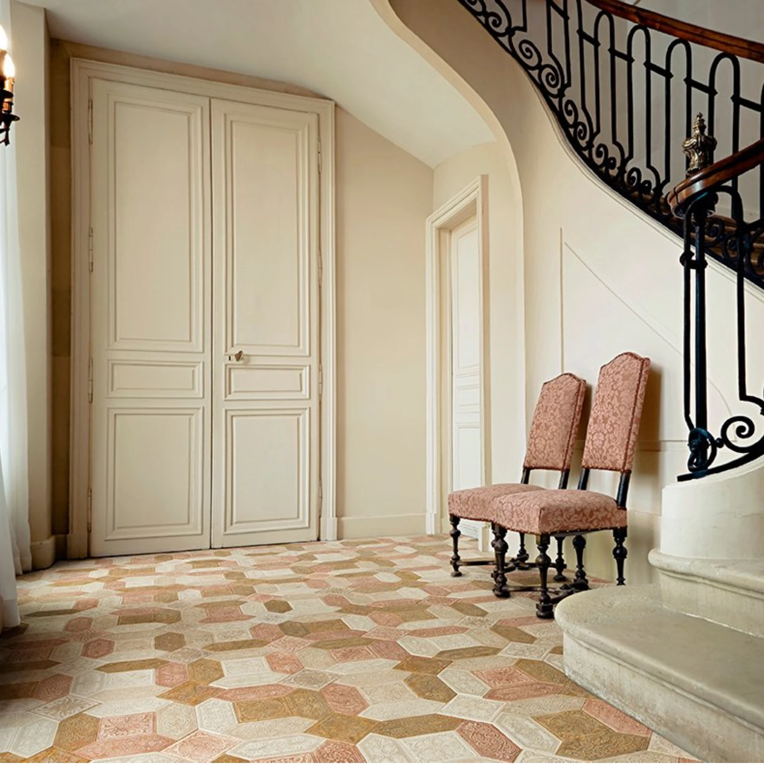 French Chateau Foyer Marble Floor Design